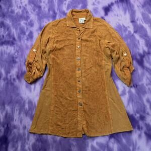 Parsley and Sage rust camel color embroidery blouse